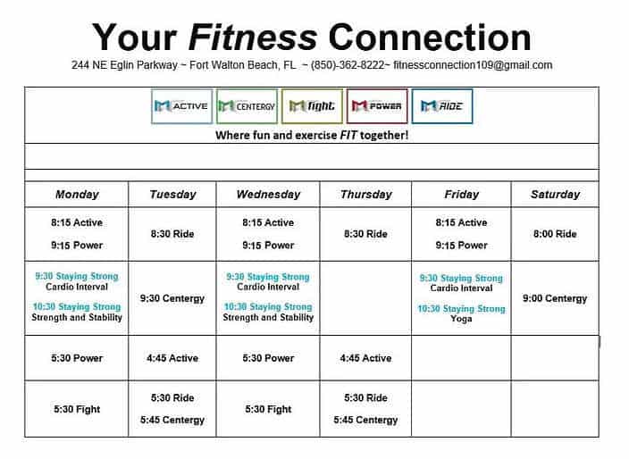 fitness class schedule fitness class schedule